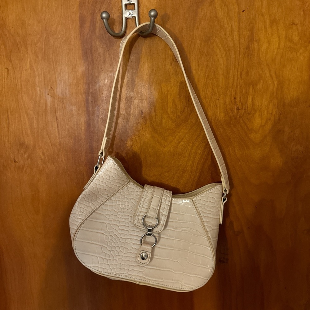 Urban Outfitters Cream Shoulder Bag with Silver Hardware